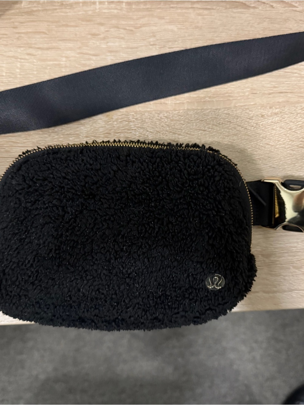 lululemon Black Sherpa Crossbody with Gold Zipper